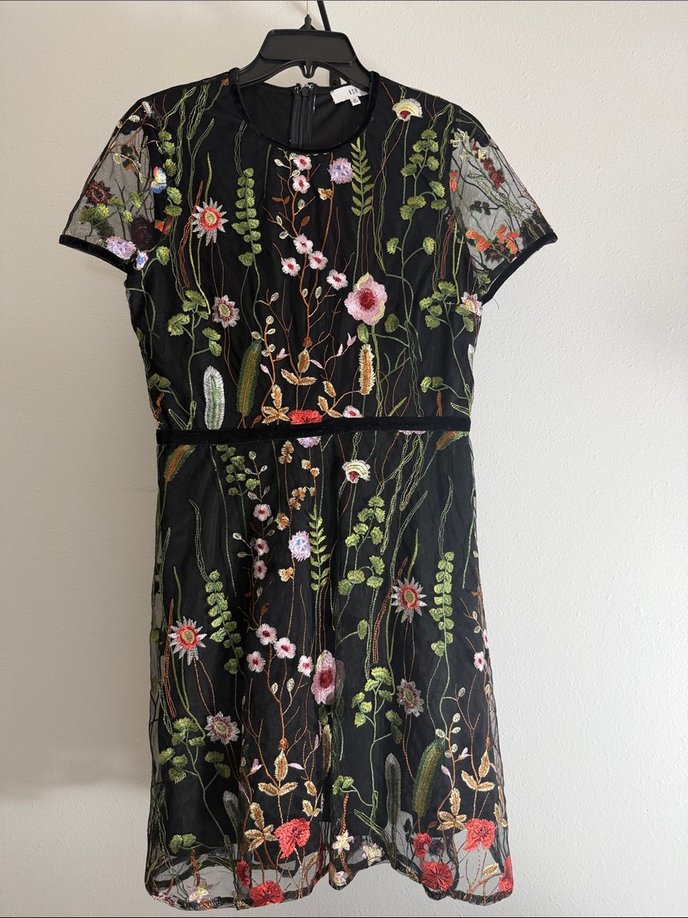 Floral Embroidered Black Dress